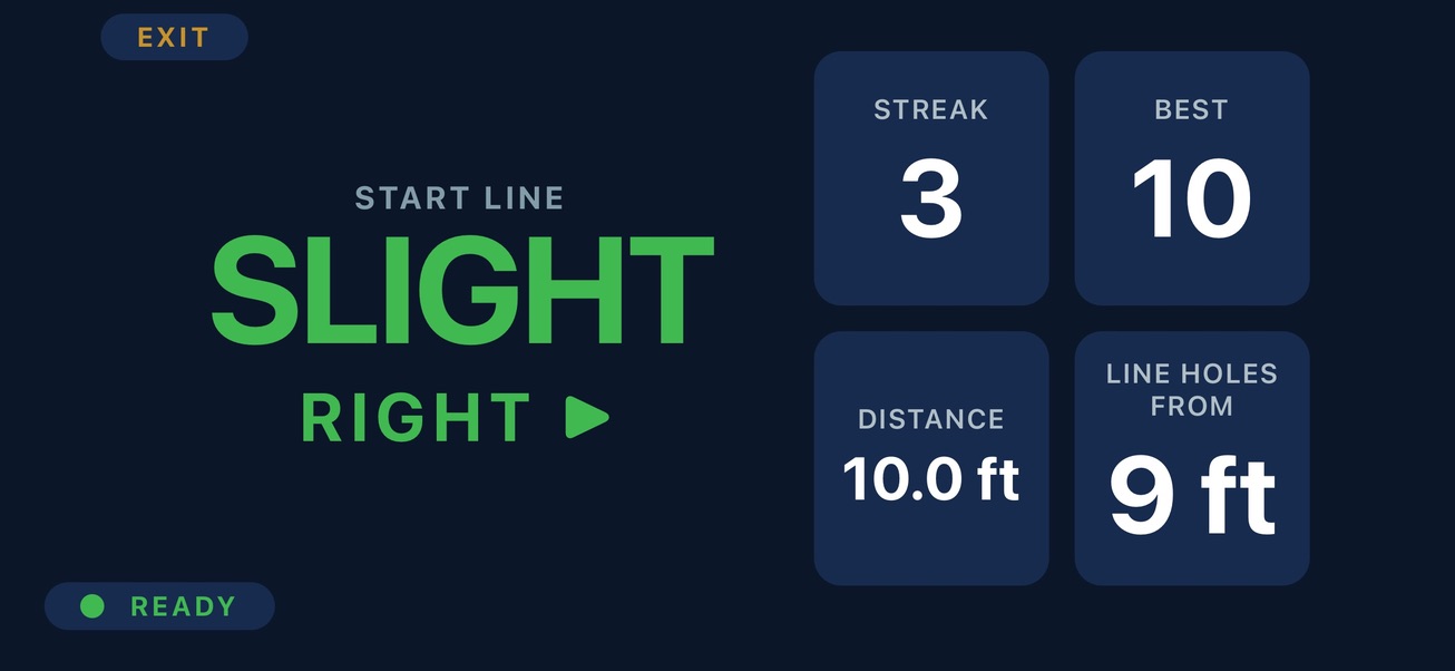 Start Line feedback showing a streak of three